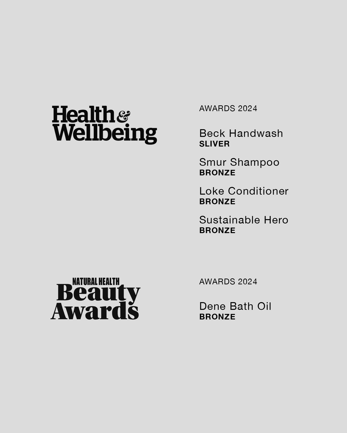 Recognised in 5 categories at the Health & Wellbeing and Natural Health Beauty Awards.